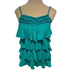 Express Women's M Cami Blue Ruffle Layered‎ Pullover Summer Casual Cotton Blend